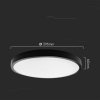Oprawa sufitowa plafoniera V-TAC 18W LED okrągły 30cm natynkowy pilot czujnik ruchu IP44 czarny VT-8618S 4000K 1830lm
